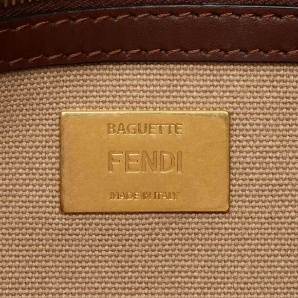 Fendi FF Embroidered Canvas Baguette Shoulder Bag - Picture 8 of 15